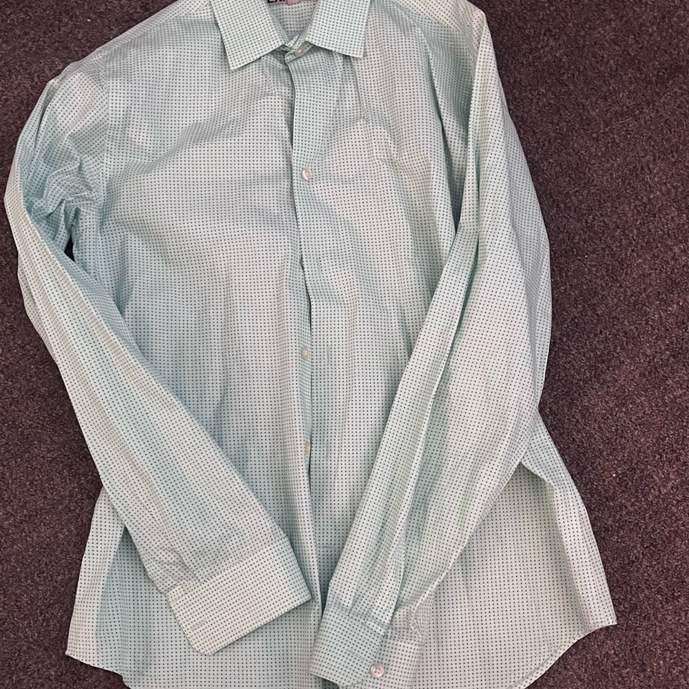 Express Men's Mint Checkered Button Down Shirt